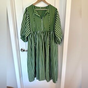 Beautiful green gingham cotton dress size S